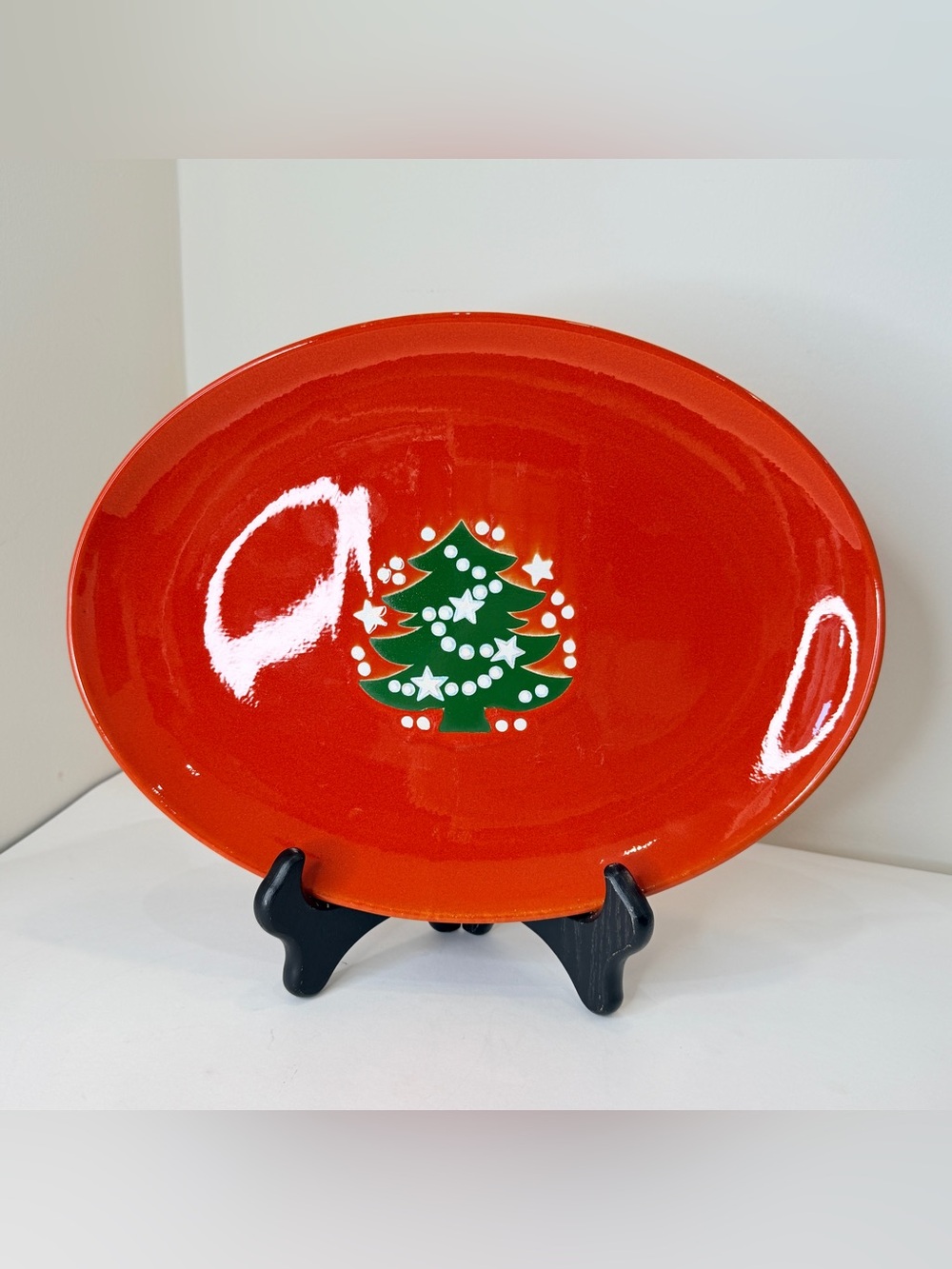 Waechtersbach Germany Red Christmas Tree Large Oval Platter 13” Holiday NWT